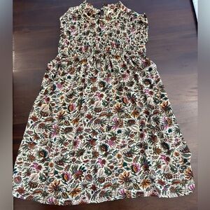 Maeve Anthropologie Floral Print Smocked High Neck Top